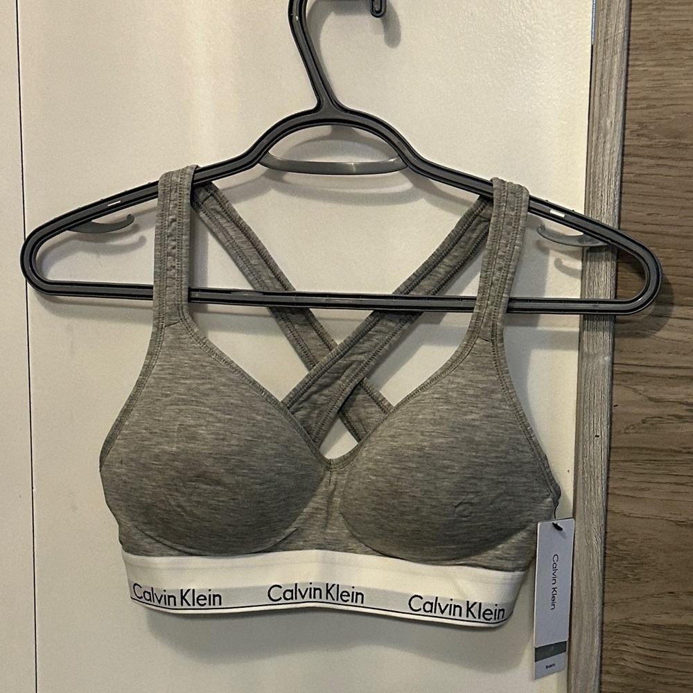 Calvin Klein Heather Gray Crossback Bra